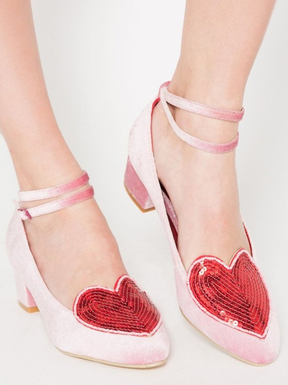 Iron Fist Turkish Delight Pink Velvet Red Heart Sequin Shoes RARE/HARD TO FIND